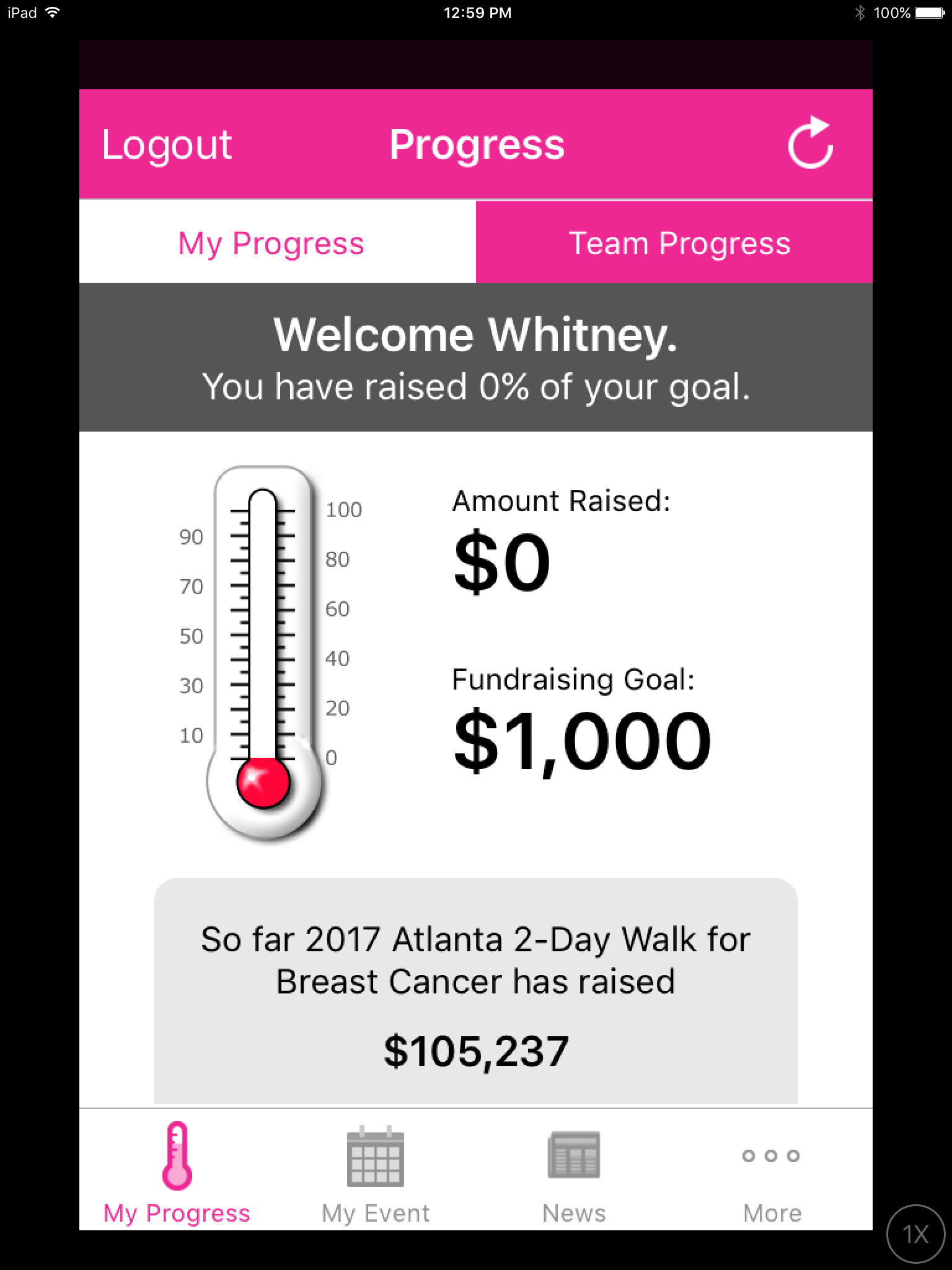 Mobile App Personal Progress Page