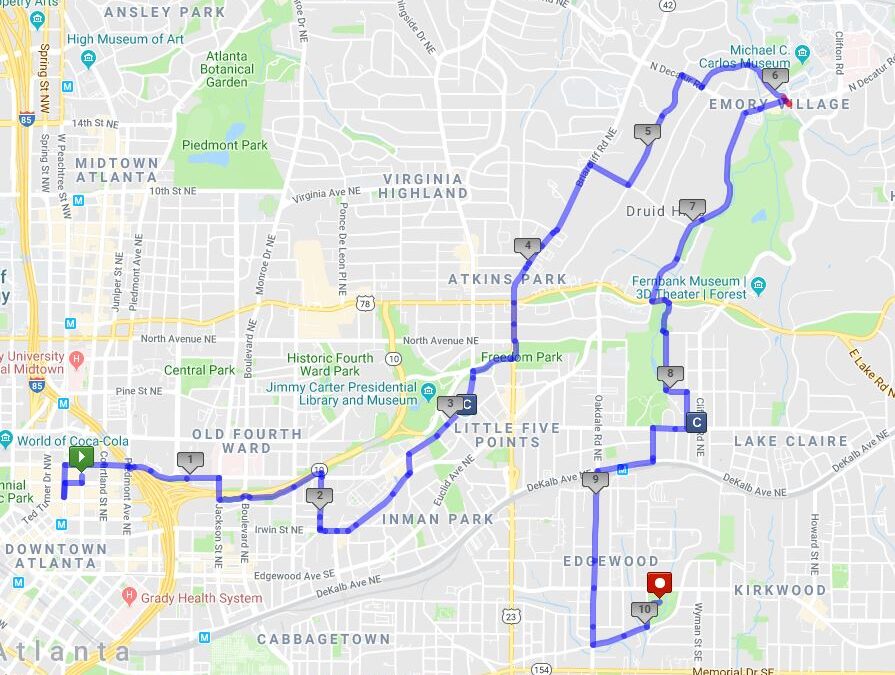 2019 Route for the Georgia 2-Day Walk for Breast Cancer