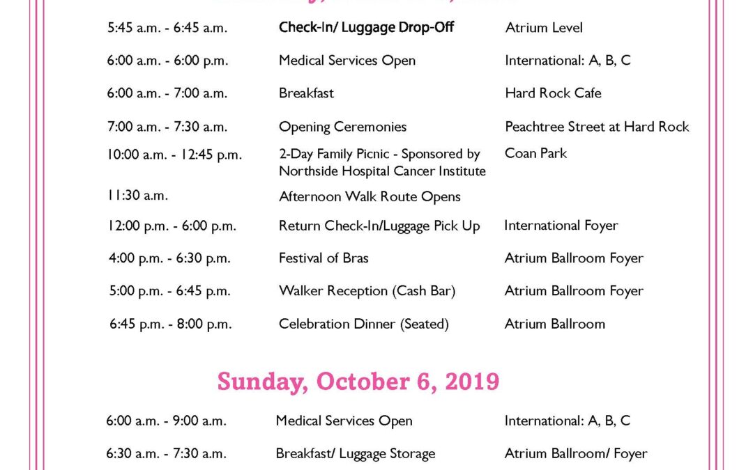 2019 2-Day Walk Weekend Agenda is Here!